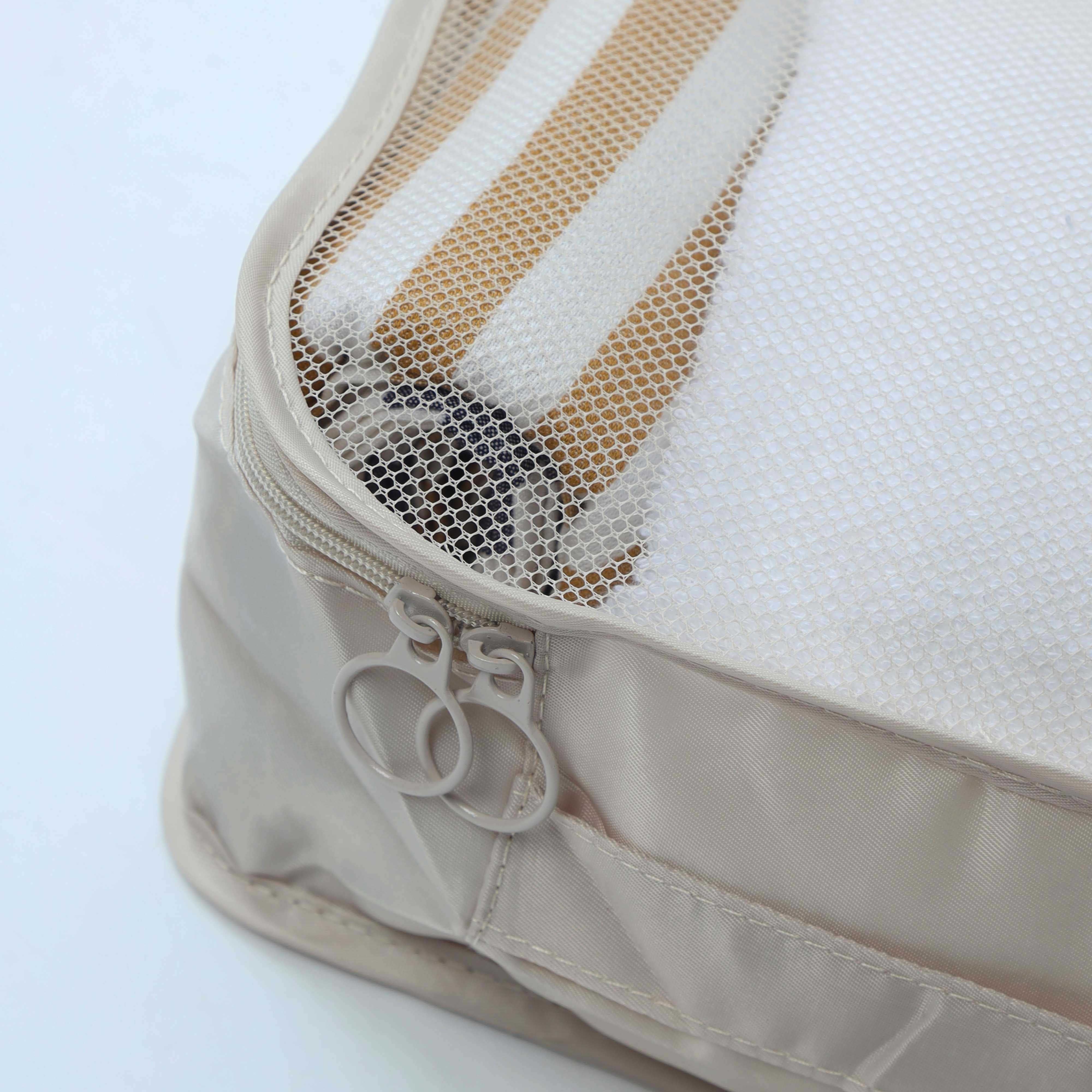 Beige zipped laundry bags